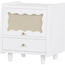 3 Pieces Bedroom Set with Queen Size Wooden Bed Frame, 1 Vintage  Nightstand and 1 Makeup Vanity Set with Stool,White