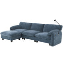 [VIDEO Provided] 108' Modular Sectional Sofa, L-Shape with 31.5' Extra-Wide Seat Cushion, USB and Type-C Charger, Phone Holder and 2 Side Storage Pockets, Free Movement Ottoman, Striped Chenille