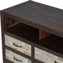 Retro Distressed Wooden TV Stand for TVs up to 65 Inches, Entertainment Center Media Console with 6 Drawers and 3 Shelves for Living room, Brown