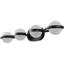 Modern Minimalist Bathroom Vanity Light, LED 4 Bulb Frosted Glass Shades, Wall Mounted Decorative Lighting Fixture, Suitable for Bathroom Vanity Mirror (Black)