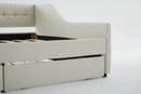 aybed Corner Bed Sofa Bed with Drawers Velvet Upholstered daybed Twin Daybed with Storage, Wood Slat Support (Beige,full,79.9'x58.2'x28.7')