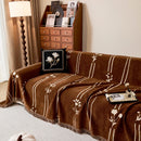 Chenille Jacquard Sofa Throw Cover with Tassel Soft Thick Couch Protector Blanket