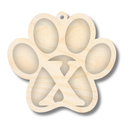 Unfinished Wood Layered Letter Paw Print Tags | A-Z | 2 Piece | 5" Wide | 1/8" Wood | Wood Craft DIY