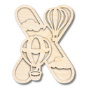 Unfinished Wood Layered Themed Letters | Clouds & Hot Air Balloons | A-Z | 2 Piece | up to 24"