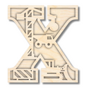 Unfinished Wood Layered Themed Letters | Construction | A-Z | 2 Piece | up to 24"