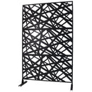 Outdoor & Indoor Privacy Screen Metal Privacy Screen 76' H×48' W, Freestanding Decorative Privacy Screen for Deck Balcony Patio, Privacy Fence Panels for Outside Lawn Garden PS117 BLACK