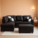 Faux Leather Sectional Sofa With Chaise Black For Living