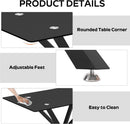 BlackGlassDiningSetForFourTuftedChairsWithNonSlipFeet