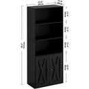 Industrial Bookshelf With Doors 11.8 Inch Depth 5 Shelves