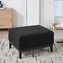 33.86'W Upholstered Wood Base Storage Ottoman with Reversible Lid Coffee Table, Foot Stool Square Footrest with Rubberwood Legs for Living Room Bedroom Entryway and Office, Black Boucle.