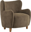 Brown Velvet Wingback Chair With Contoured Backrest