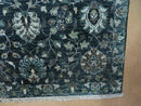 5' 6" X 8' Vintage Handmade Pakistani Floral Oriental Wool Rug Black Dark Grey