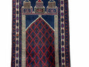 3x5 Vintage Handmade Tribal Wool Rug Balouchi Prayer Rug Afghan Rug Red Blue Wow