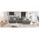 114" L-shaped Sofa Sectional Sofa with Two USB Ports and Two Power Sockets, a Storage Drawer and a Reversible Chaise Lounge for Living Room, Grey