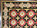 Runner Rug 4x19, Panel Design Rug, Custom Made Stark Runner Carpet, Wool, Vintage 4 x 19 Hallway Rug, European Design, Red Black Ivory Tan