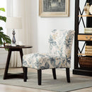 Armless Contemporary Chair With Blue Leaves Upholstery