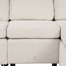 Convertible U-shaped Sectional Sofa with Pull-out Bed, Beige Chenille, 107.1'