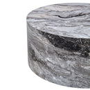 Simple Grey Marble Textured Cylindrical Coffee Table, Industrial Style MDF Living Room Furniture, 27.5-Inch Diameter.12 inch height,Suitable for industrial style living rooms.