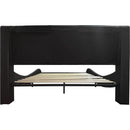 Faux Leather Upholstered Platform Bed Frame with led lighting, Bluetooth connection to play music control, Backrest vibration massage, Curve Design, Wood Slat Support, Exhibited Speakers,King Size