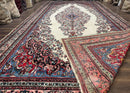 Palace Size Persian Rug 10 x 21 ft, Antique Hamadan Bibikabad Carpet, Handmade Antique Wool Oversized Rug, Ivory, Semi Open Field