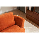 Velvet Swivel Barrel Chair, Swivel Accent Chairs Armchair for Living Room, Reading Chairs for Bedroom Comfy, Round Barrel Chairs with Gold Stainless Steel Base (Orange)