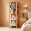 66In Tall 6 Tier Narrow Wood Bookcase Slim Shelf Living Room