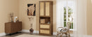 Full Size Solid Wood With Rattan Murphy Bed Cabinet Space-Saving Bed with 2 Side Cabinet Storage Shelves, Perfect for Guest Room, for Bed Room, Guest Room, Home Office, Walnut