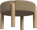 Luna Modern Round Ottoman in Brown Boucle, 22 Inches