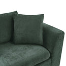 Elegant Chenille L-Shaped Sofa with Wooden Storage Compartment, Green, 93.7 Inches