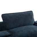 Contemporary Chenille Upholstered Sectional Sofa with Ottomans, USB Ports, Cup Holders & Storage, Blue