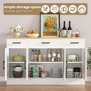 53 Inch White Buffet Cabinet With Drawers For Dining Room