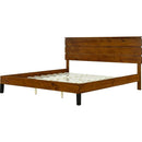 Mid-Century Modern Solid Wood Bed Frame King Size Platform Bed with Three-Piece Headboard Design, No Box Spring Needed, Brown