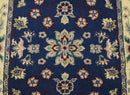 2.6x8 Traditional Blue and Beige Hand Knotted Wool Area Rug