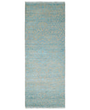 2.6x8 Fine Hand Knotted Camel and Blue Traditional Vintage Persian Style Antique Wool and Silk Rug | AGR26