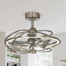27" Bucholz Industrial DC Motor Brushed Nickel Downrod Mount Reversible Ceiling Fan with Lighting and Remote Control