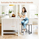 27 Inch Counter Height Bar Stools Set Of 4 With Backrest And Armrests Beige Linen Upholstery Black Metal Frame