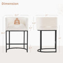27 Inch Counter Height Bar Stools Set Of 4 With Backrest And Armrests Beige Linen Upholstery Black Metal Frame