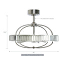 27" Industrial DC Motor Brushed Nickel Downrod Mount Reversible Crystal Ceiling Fan with Lighting and Remote Control