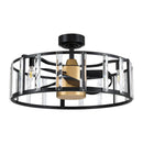 27" Modern DC Motor Downrod Mount Reversible Crystal Ceiling Fan with Lighting and Remote Control