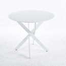 Dining Table with cross metal leg and MDF top,Modern Space Saving Kitchen Table for Living Room,WHITE legs,ROUND TABLE,90x90x75cm