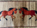 4 X 7 Handmade Hand-Knotted Quality Wool Rug Pictorial Horses Veggie Dyes Tribal