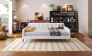 Full Size Upholstered Daybed with 4 Support Legs,Beige(Old SKU:DL001825)