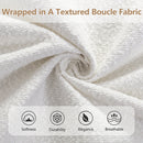 King Size Upholstered Platform Bed Boucle Fabric and Wingback Headboard, Rounded Corners, White