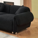 black teddy velvet fabric, with 3 pillows, three-person sofa can be placed in the living room and other scenes