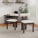 (1 Table with 4 Chairs)Wooden Dining Table Set, Modern Round MDF Kitchen Table and Boucle Upholstered Dining Chairs for Dining Room, Kitchen, Saving Space, Brown