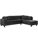 Modern Sectional Sofa with Storage Ottoman, L-Shape Couch with 2 Pillows and Cup Holders, Black Velvet, 105'