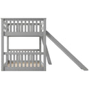 Twin over Twin Bunk Bed with Convertible Slide and Ladder, Gray(Old SKU: SM000213)
