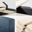Omkaram Navy Upholstered Platform Bed Frame No Box Spring