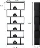 6 Tier S Shaped Bookshelf Freestanding Modern Display