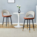 Modern Brown and Light Gray Spliced PU Upholstered Rotatable Bar Chair with Black Metal Legs for Dining Room and Kitchen. Set of 2
